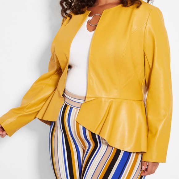 Jackets & Blazers - Ruffle vegan leather jacket